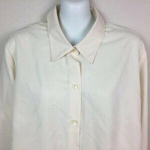 Liz Claiborne Women's Ivory Button Up Blouse Work Office Business Size L Large